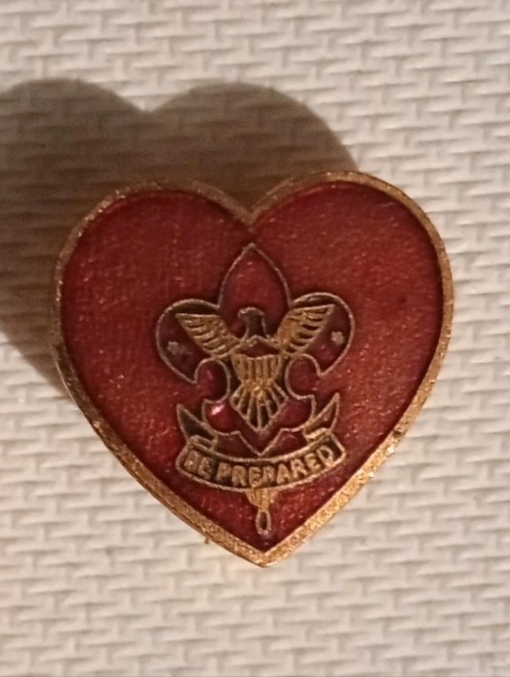 1930's Boy Scouts Be Prepared Heart Red Eagle Vintage Badge Lapel Vest Hat Pin
